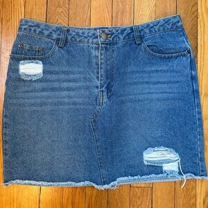 Forever 21 Blue Distressed Mini Skirt
